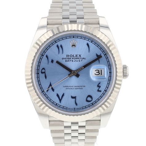 rolex datejust arabic dial blue|rolex datejust 41mm arabic dial.